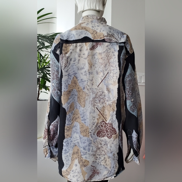 Vintage Abstract Print Silk Shirt - Picture 3 of 8